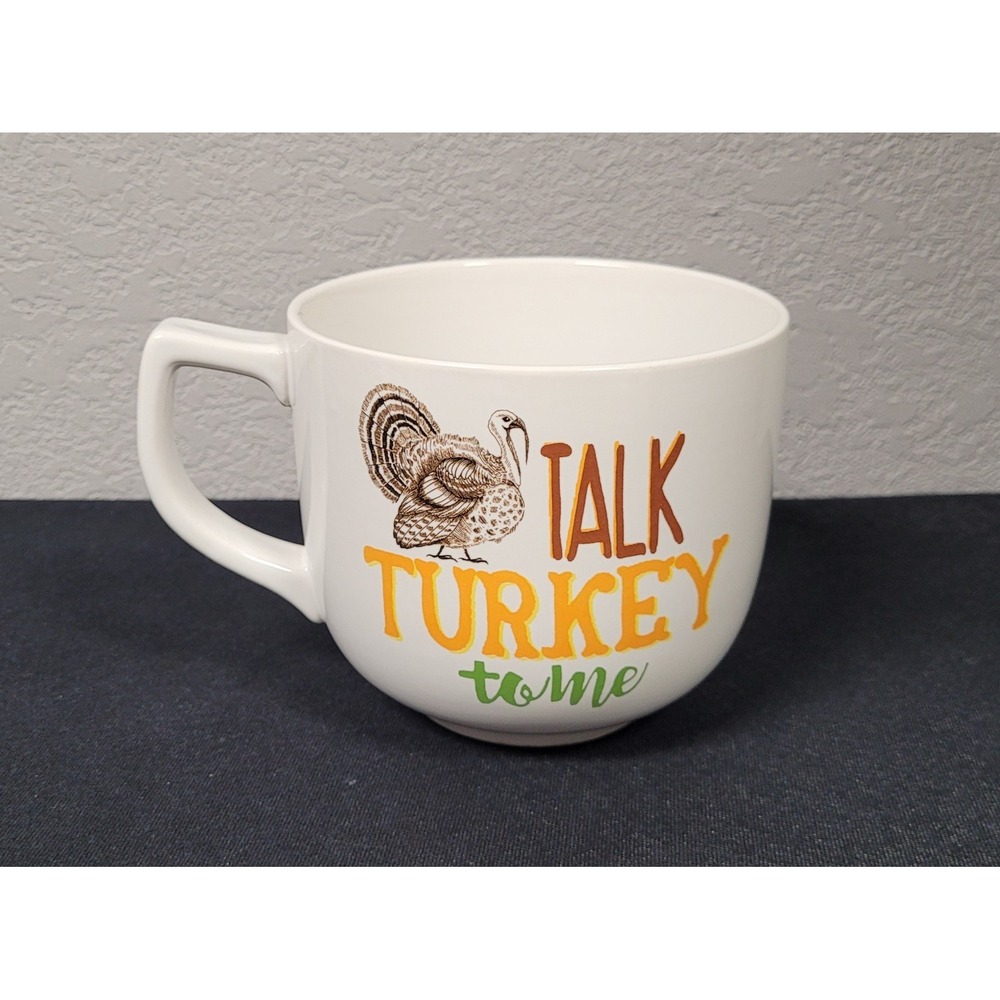 Oversized Thanksgiving Coffee Mug 27oz Talk Turkey To Me Jumbo Soup Bowl Cup